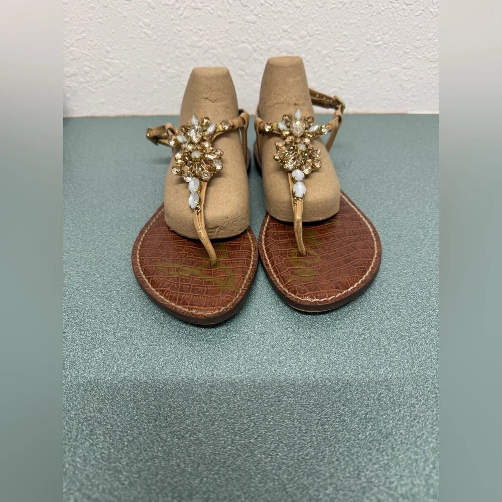 Sam Edelman “Grayson” Jeweled Rhinestones Flat Thong Gladiator Sandals 10.5 - Picture 8 of 13